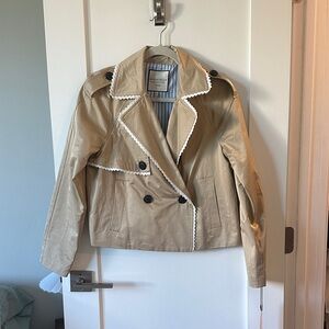 Tan Double-Breasted Cropped Trench Coat - NWT